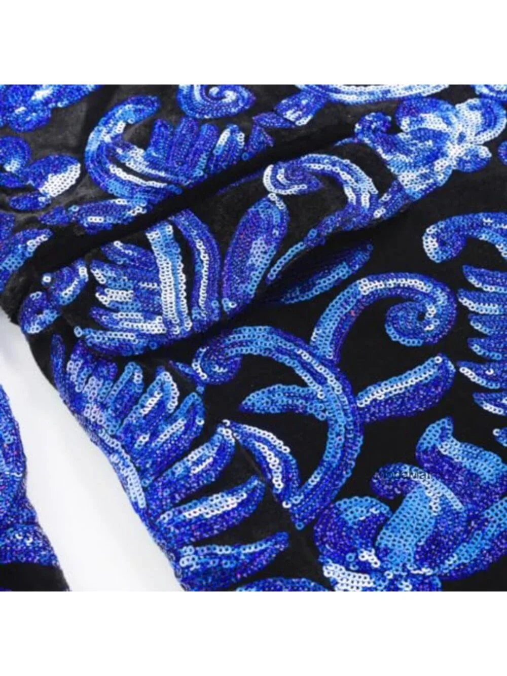 Mens Velvet Sequins Blazer Slim Fit Shawl Collar Tuxedo Party Jacket